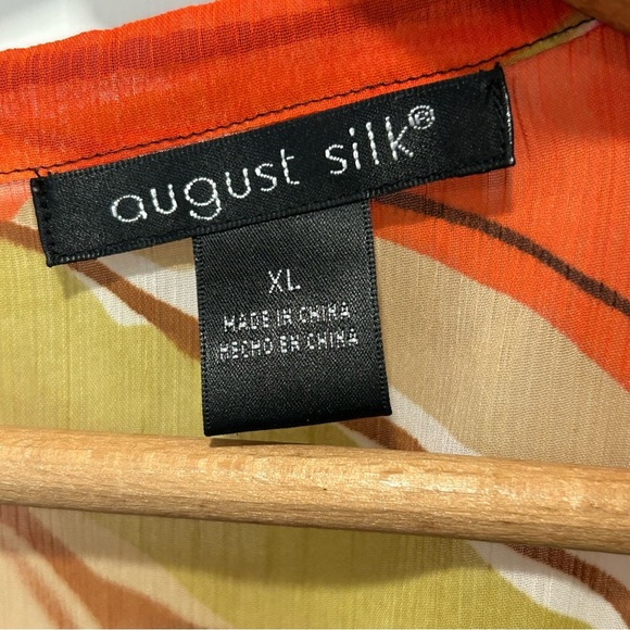 AUGUST SILK Women’s Blouse Colorful Pink Green Chiffon Crinkle Off Shoulder - Picture 4 of 6